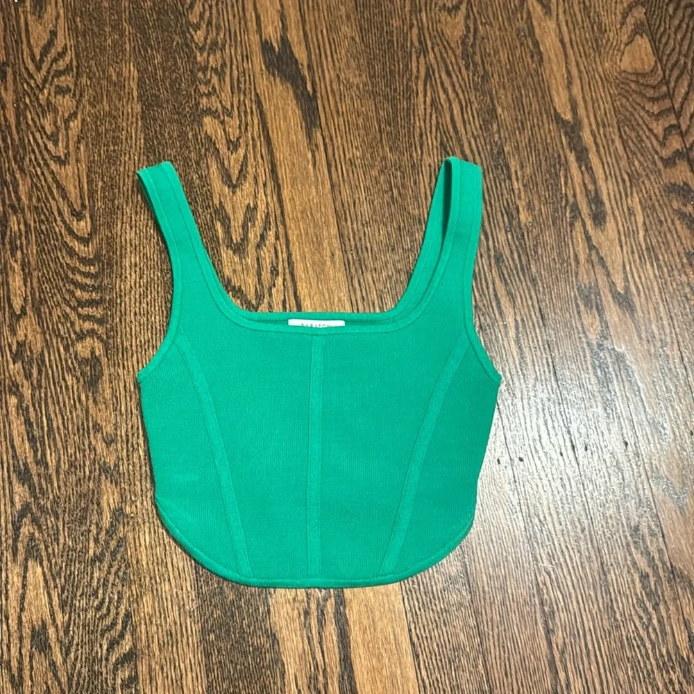 Aritzia Babaton Sculpt Knit Bustier Green Top - Picture 2 of 5